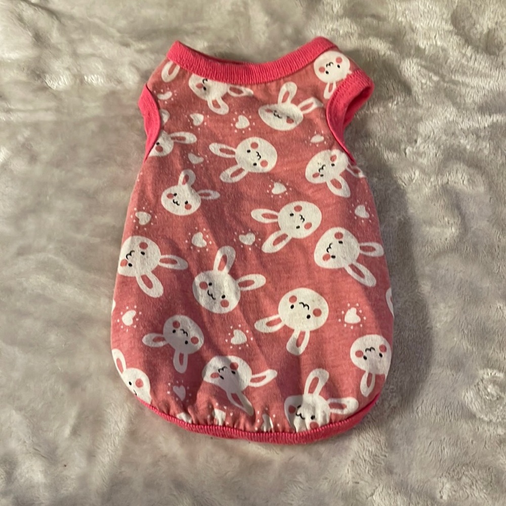 Pink dog apparel with bunny